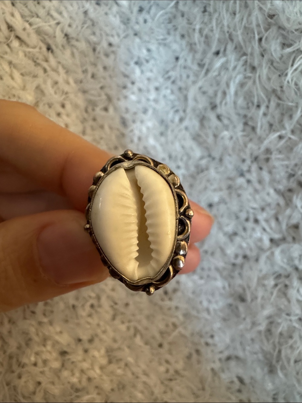 Handmade Cowrie Shell Statement Ring - Picture 2 of 5